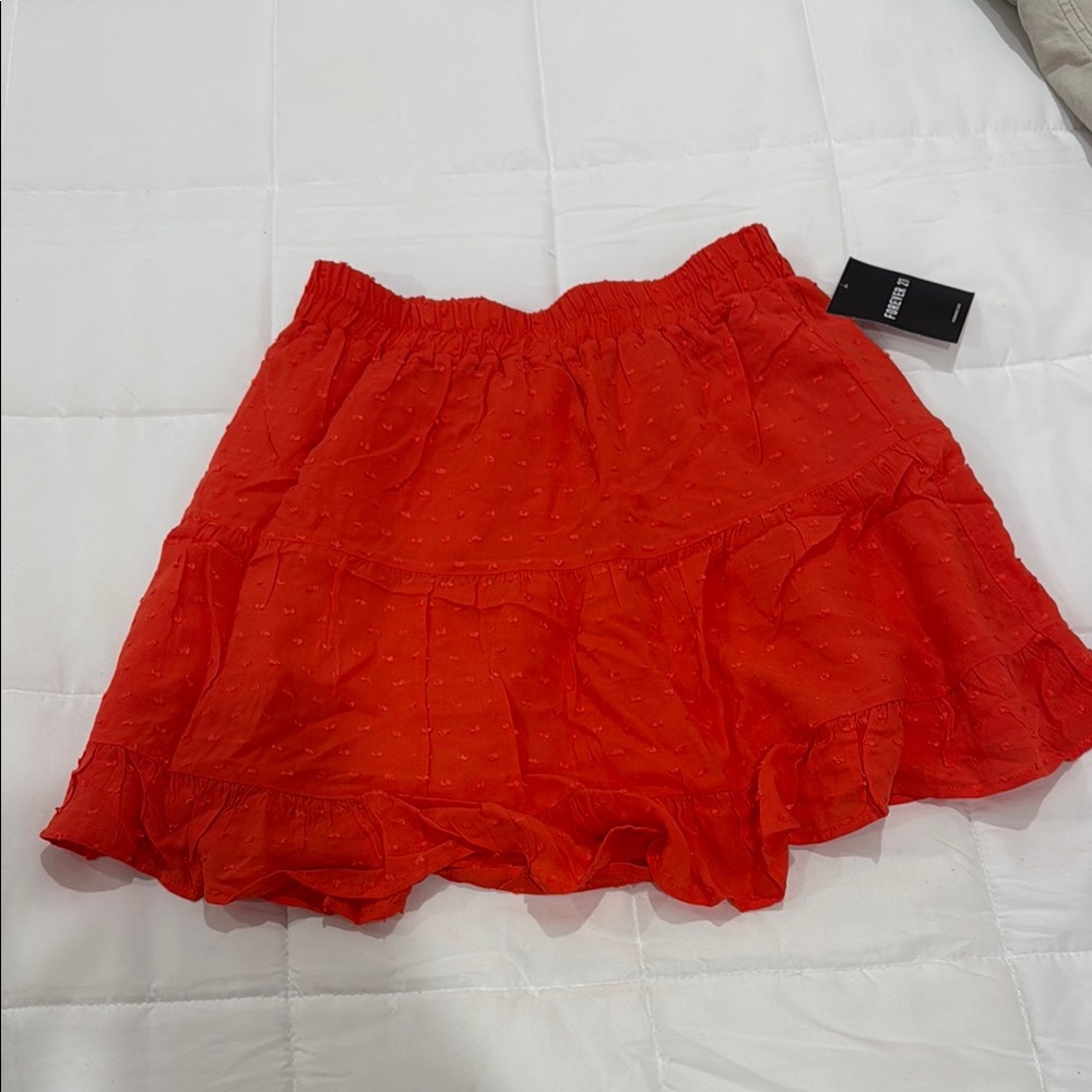 Forever 21 Red Ruffled Mini Skirt